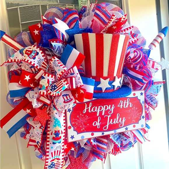 4th of July Wreath,Fourth of July decor,Wreaths,Holiday Wreaths,front door decor - Picture 4 of 5